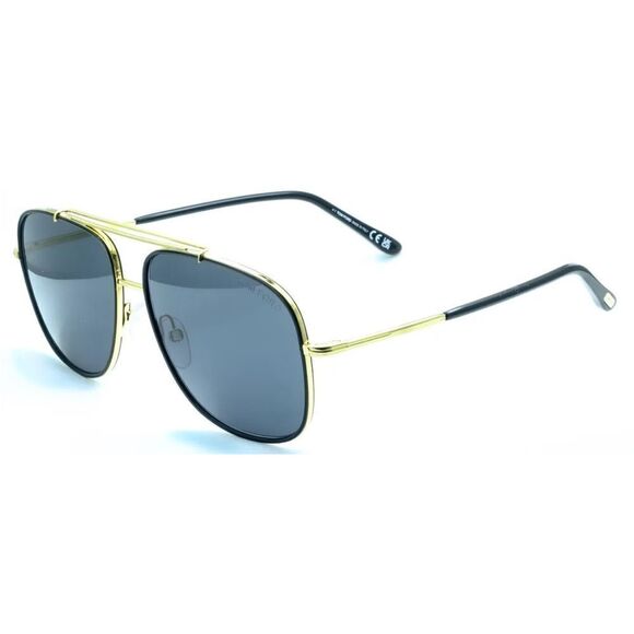 Tom Ford Benton TF0693 Aviator Sunglasses/Case in Black NWT $495 - Picture 2 of 13